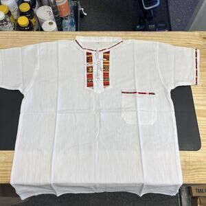 Shirt Mens S White Guayabera Rockabilly Cuban Classic New